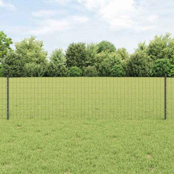 ARDEBO.de - Euro-Zaun mit Pfosten 25 x 0,6 m PVC-beschichteter Stahl Grau