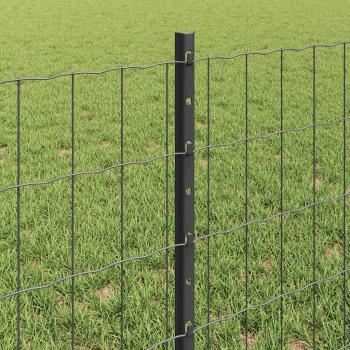 Zaun mit Pfosten Grau 0,6 x 25 m Stahl und PVC