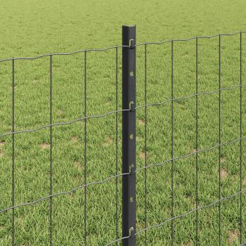 Zaun mit Pfosten Grau 0,8 x 25 m Stahl und PVC