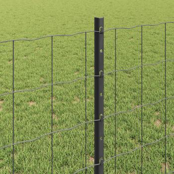 Zaun mit Pfosten Grau 0,8 x 25 m Stahl und PVC