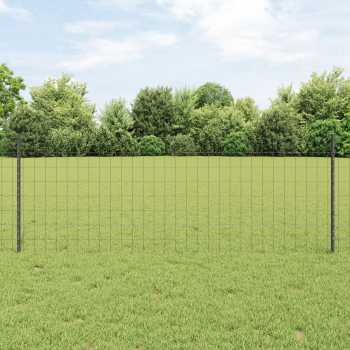 Zaun mit Pfosten Grau 0,8 x 25 m Stahl und PVC