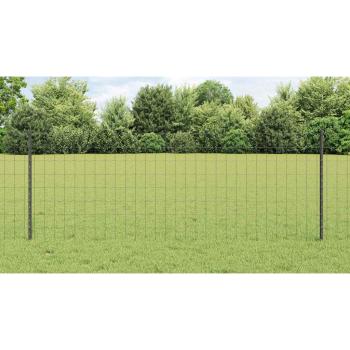 Zaun mit Pfosten Grau 0,8 x 25 m Stahl und PVC