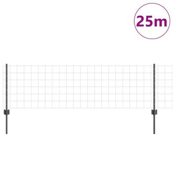 Euro-Zaun mit Pfosten 25 x 0,6 m PVC-beschichteter Stahl Grau
