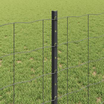 Zaun mit Pfosten Grau 0,8 x 25 m Stahl