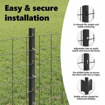 Zaun mit Pfosten Grau 0,6 x 50 m Stahl und PVC