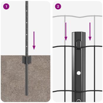 Zaun mit Pfosten Grau 0,8 x 25 m Stahl