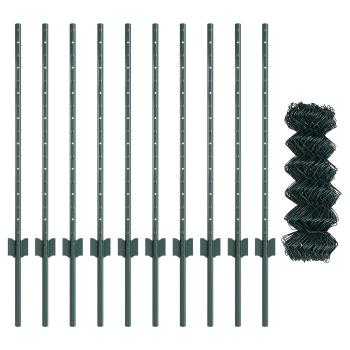 Maschendrahtzaun mit Pfosten 10 x 0,8 m PVC-beschichteter Stahl