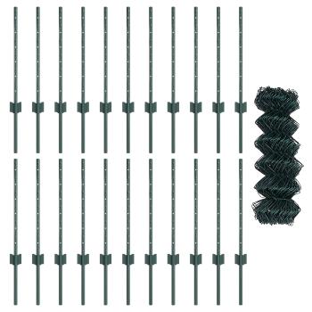 Maschendrahtzaun mit Pfosten 25 x 0,6 m PVC-beschichteter Stahl
