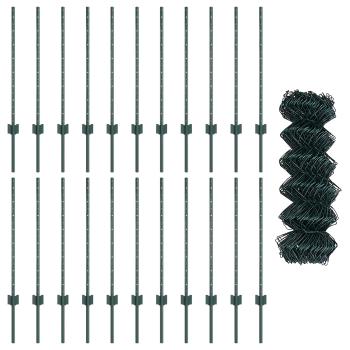 Maschendrahtzaun mit Pfosten 25 x 0,8 m PVC-beschichteter Stahl