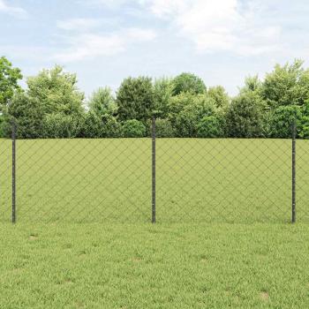 ARDEBO.de - Maschendrahtzaun mit Pfosten 25 x 0,8 m Verzinkter Stahl Grau