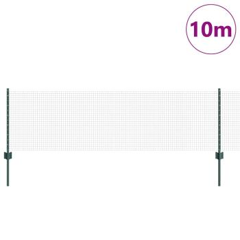 Geschweißter Drahtzaun mit Pfosten 10 x 0,6 m Grün Netz