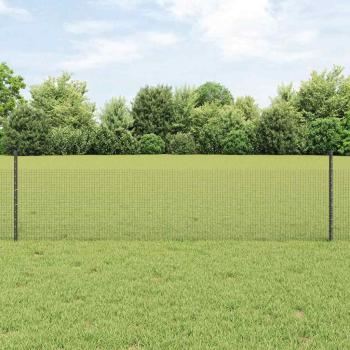 ARDEBO.de - Geschweißter Drahtzaun mit Pfosten 100 x 0,5 m Grau Netz