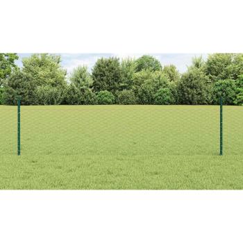 Sechseckiger Zaun mit Pfosten 25 x 0,5 m Grün Netz