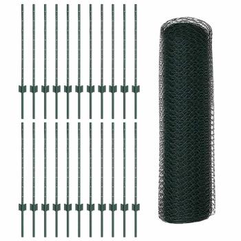 Sechseckzaun mit Pfosten 50 x 0,8 m PVC-beschichteter Stahl