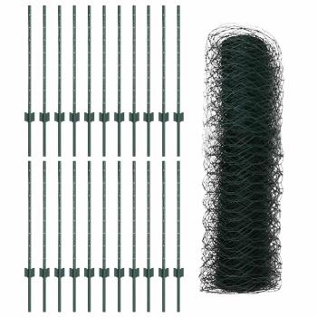 Sechseckzaun mit Pfosten 50 x 0,8 m PVC-beschichteter Stahl