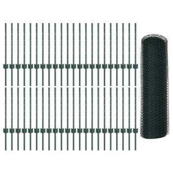 Sechseckzaun mit Pfosten 100 x 0,5 m PVC-beschichteter Stahl