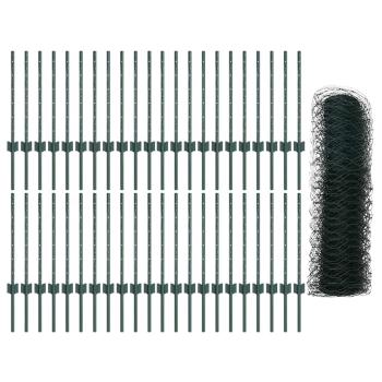 Sechseckzaun mit Pfosten 100 x 0,6 m PVC-beschichteter Stahl
