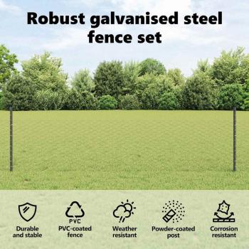 Sechseckzaun mit Pfosten 25 x 0,5 m PVC-beschichteter Stahl