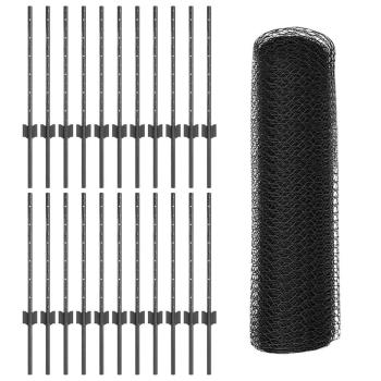 Sechseckzaun mit Pfosten 50 x 0,5 m PVC-beschichteter Stahl