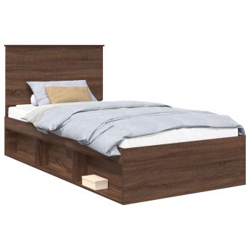 Bettrahmen Braun Eichen-Optik 100 x 200 cm Massives Kiefernholz