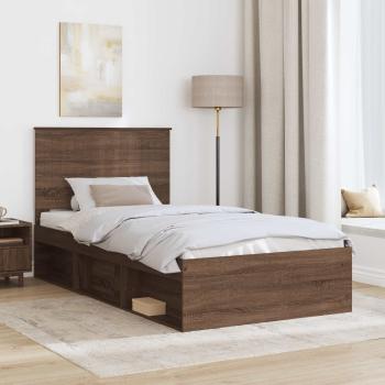 Bettrahmen Braun Eichen-Optik 100 x 200 cm Massives Kiefernholz