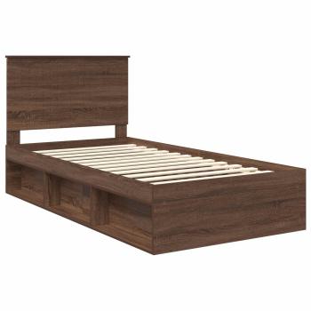 Bettrahmen Braun Eichen-Optik 100 x 200 cm Massives Kiefernholz
