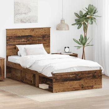 ARDEBO.de - Bettrahmen Altholz 100 x 200 cm Massives Kiefernholz