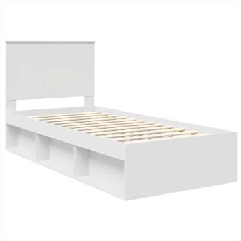 Bettrahmen mit Kopfteil Weiß 90 x 200 cm Massives Kiefernholz