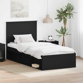 ARDEBO.de - Bettrahmen Schwarz 90 x 200 cm Massives Kiefernholz