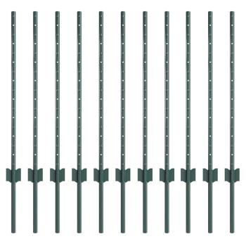 Eingebetteter Zaunpfosten 11 Stk. Grün 120 cm