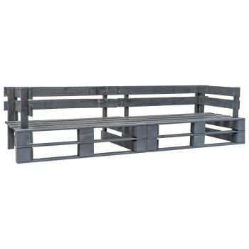 2-tlg. Outdoor-Sofa-Set Paletten mit Kissen in Grau Kiefernholz