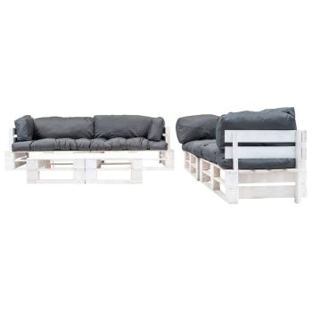 6-tlg. Paletten-Lounge-Set mit Kissen in Grau Holz