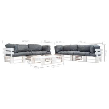 6-tlg. Paletten-Lounge-Set mit Kissen in Grau Holz