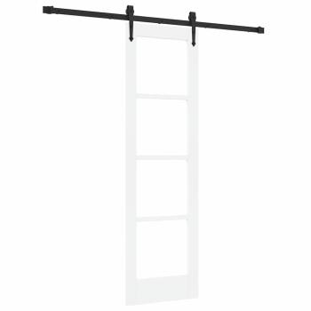 Schiebetür 61 x 198,5 cm Massivholz Kiefer und Glas Weiß