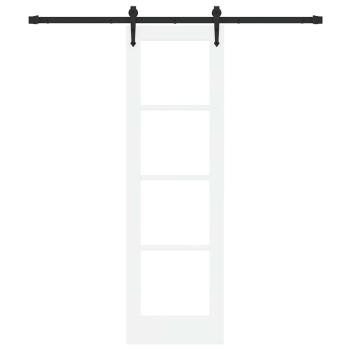 Schiebetür 61 x 198,5 cm Massivholz Kiefer und Glas Weiß
