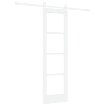 Schiebetür 61 x 198,5 cm Massivholz Kiefer und Glas Weiß