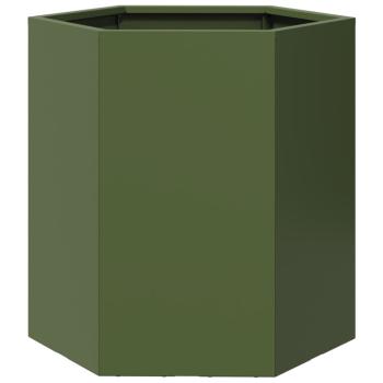 Garten-Pflanzgefäße 2 Stk.Olivgrün Sechseckig 46x40x45 cm Stahl
