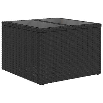 9-teiliges Gartensofa-Set mit Kissen, schwarzes Polyrattan
