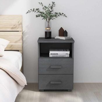 ARDEBO.de - Nachttisch HAMAR Dunkelgrau 40x35x62 cm Massivholz Kiefer
