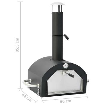 3-in-1 Outdoor-Pizzaofen & Grill Schwarz