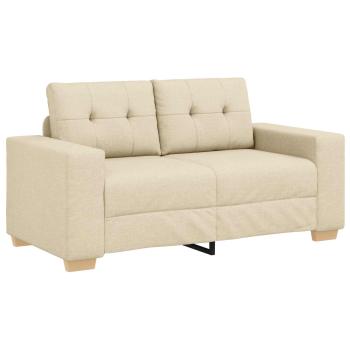 2-tlg. Sofagarnitur mit Kissen Creme Stoff