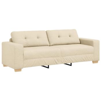 2-tlg. Sofagarnitur mit Kissen Creme Stoff