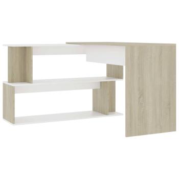 Eckschreibtisch Weiß Sonoma-Eiche 200x50x76 cm Holzwerkstoff
