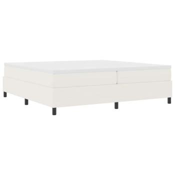 Boxspringbett Creme und Weiß 200 x 200 cm Cordstoff
