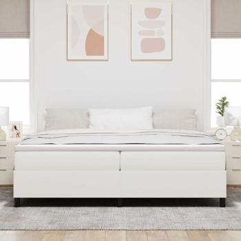 Boxspringbett Creme und Weiß 200 x 200 cm Cordstoff