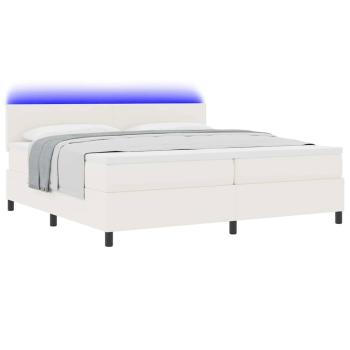 LED Boxspringbett Creme und Weiß 200 x 200 cm Cordstoff