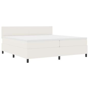LED Boxspringbett Creme und Weiß 200 x 200 cm Cordstoff