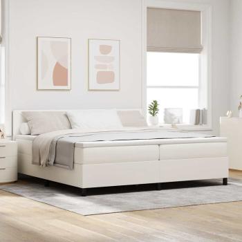 LED Boxspringbett Creme und Weiß 200 x 200 cm Cordstoff