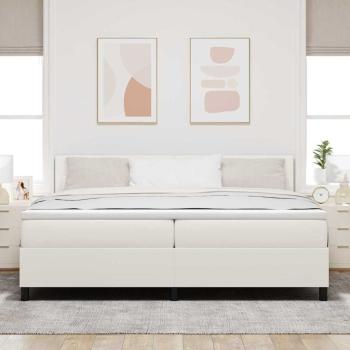 LED Boxspringbett Creme und Weiß 200 x 200 cm Cordstoff