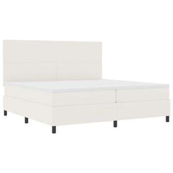 LED Boxspringbett Creme und Weiß 200 x 200 cm Cordstoff